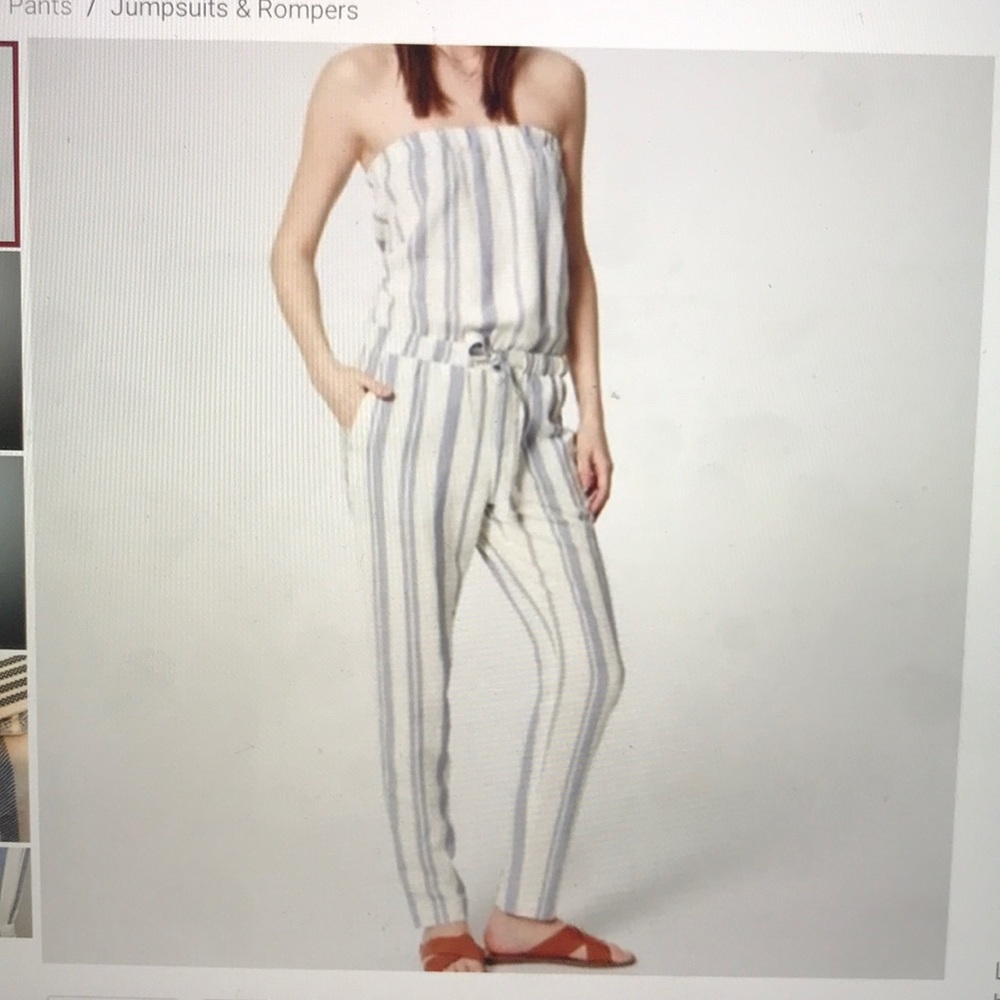 NEW WITH TAGS - LOFT blue/white strapless jumpsuit